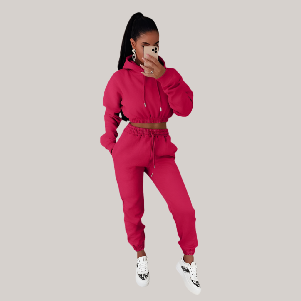 Velvet Padded Hooded Two-piece Suit