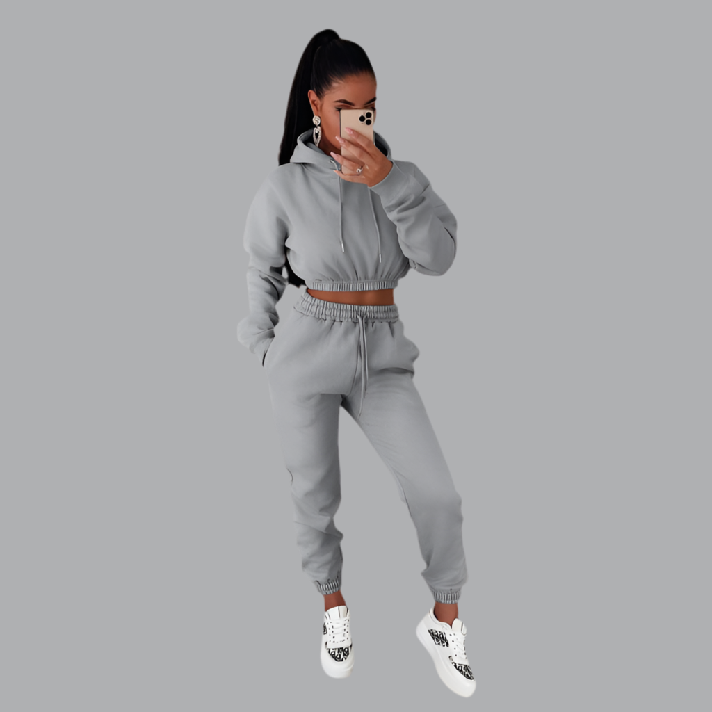 Velvet Padded Hooded Two-piece Suit