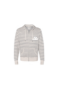 Oatmeal embroidered Rich Stripe  Zip Hoodie