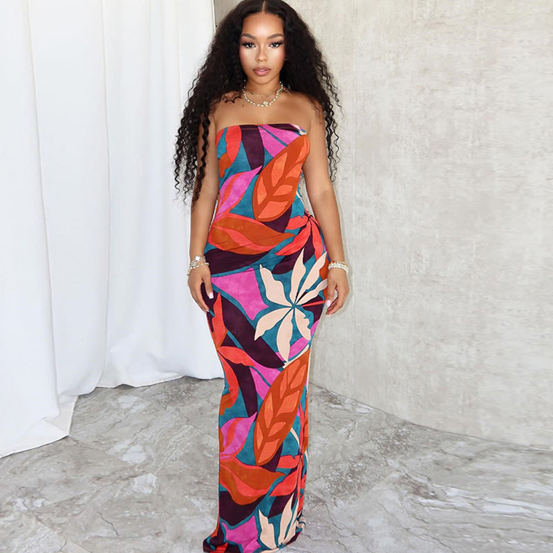 Multicolored mid waist summer dress