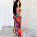 Multicolored mid waist summer dress