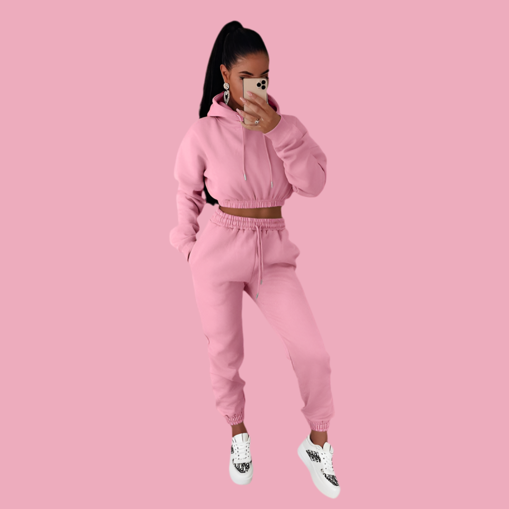 Velvet Padded Hooded Two-piece Suit