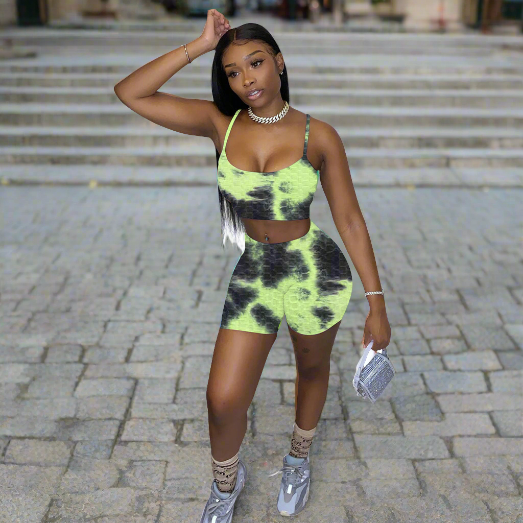 Casual Tie-dye Vest Shorts Set