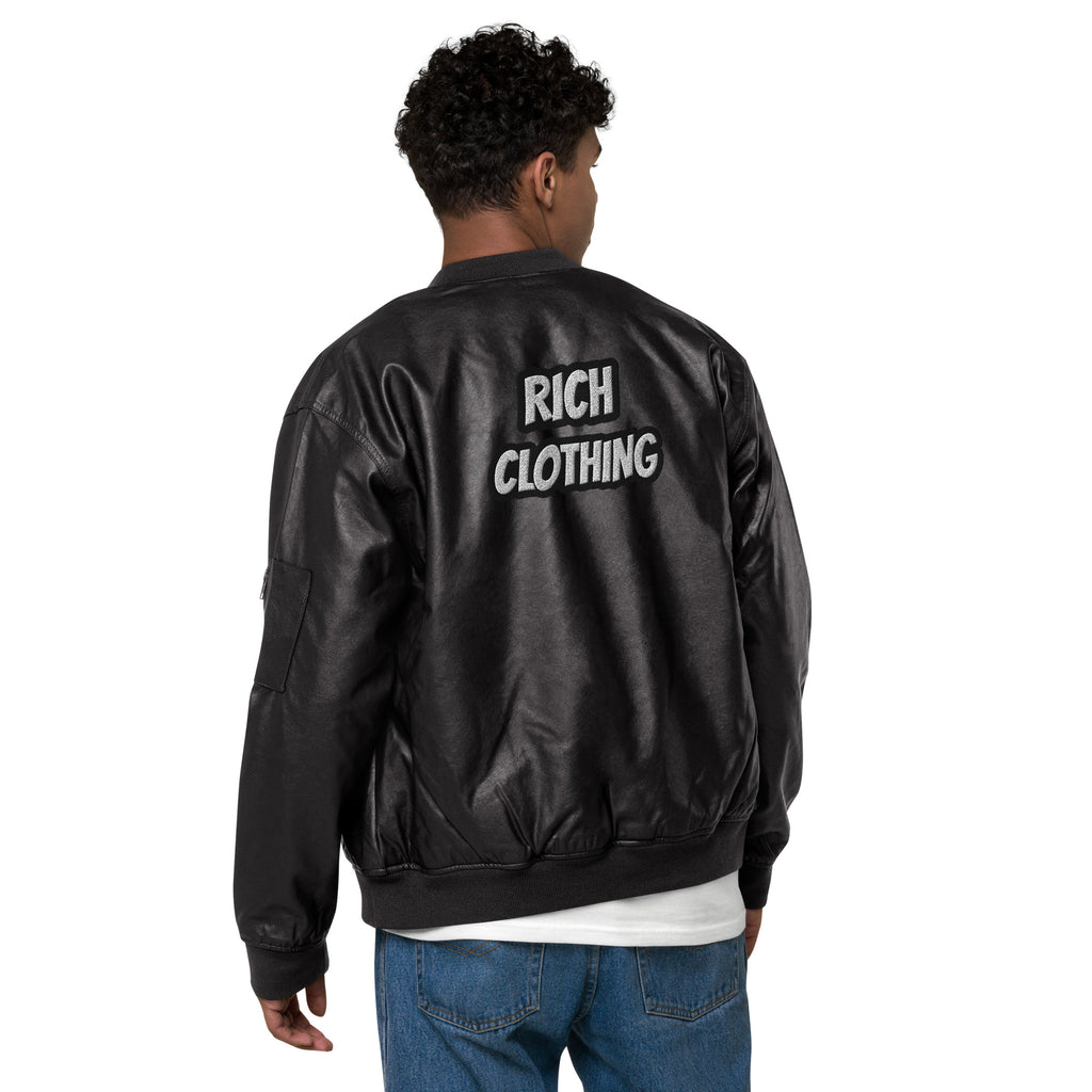 Rich Clothing embroidered Leather Bomber Jacket
