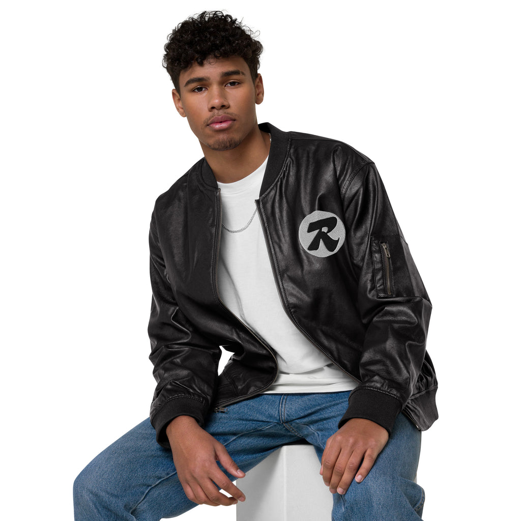 Rich Clothing embroidered Leather Bomber Jacket