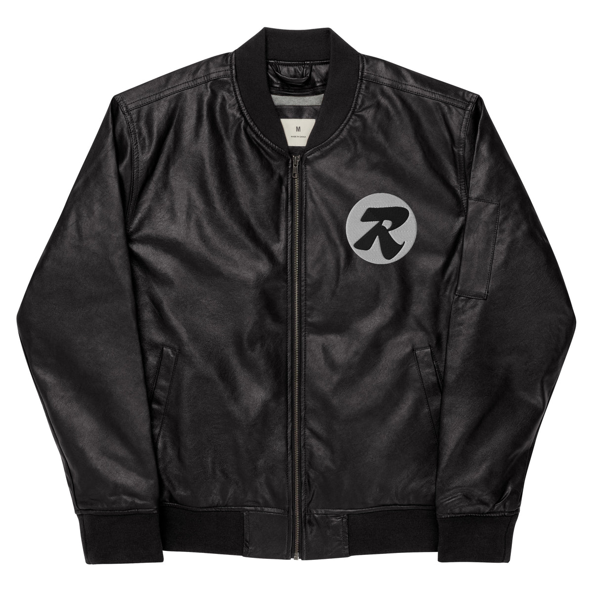 Rich Clothing embroidered Leather Bomber Jacket