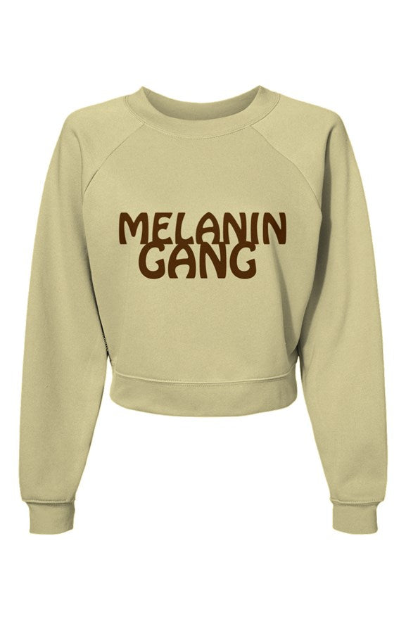 Womens Melanin Gang Raglan Pullover Fleece Sweatshirt