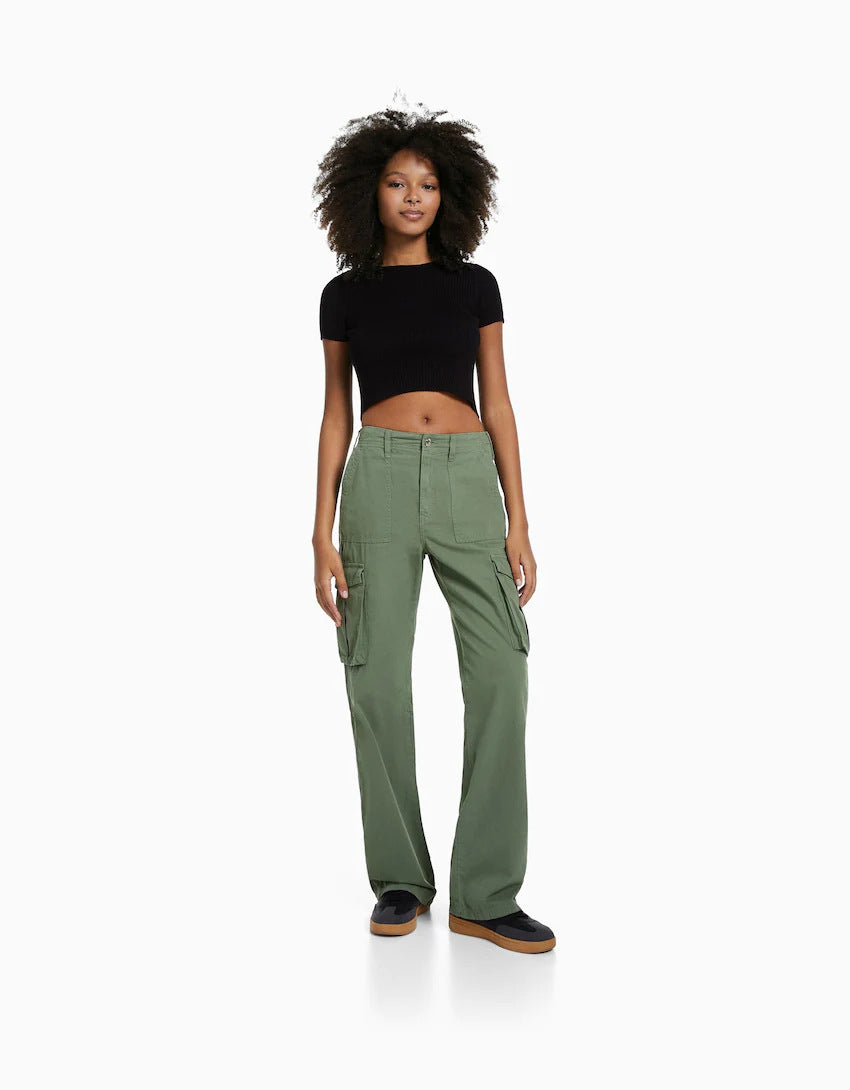 Women Casual Versatile High Waist Cargo Pants